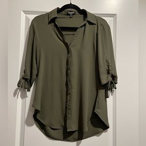 Women’s Express Button Up Green Colored Blouse
